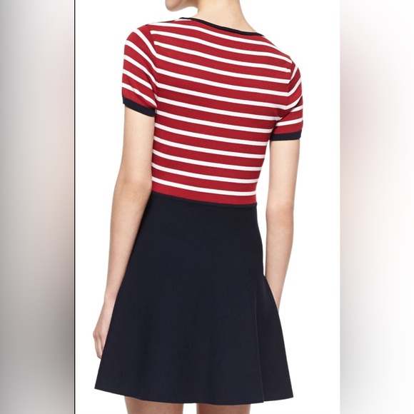 NWT RED Valentino Leopard Intarsia Short-Sleeve Dress, Size Large - Picture 2 of 11